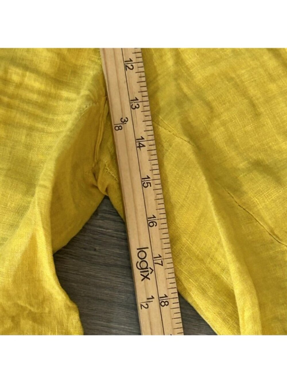 TG.U Italy Linen Pants Womens Medium Yellow Wide Leg Crop Lagenlook Pull On 28" - Picture 7 of 11